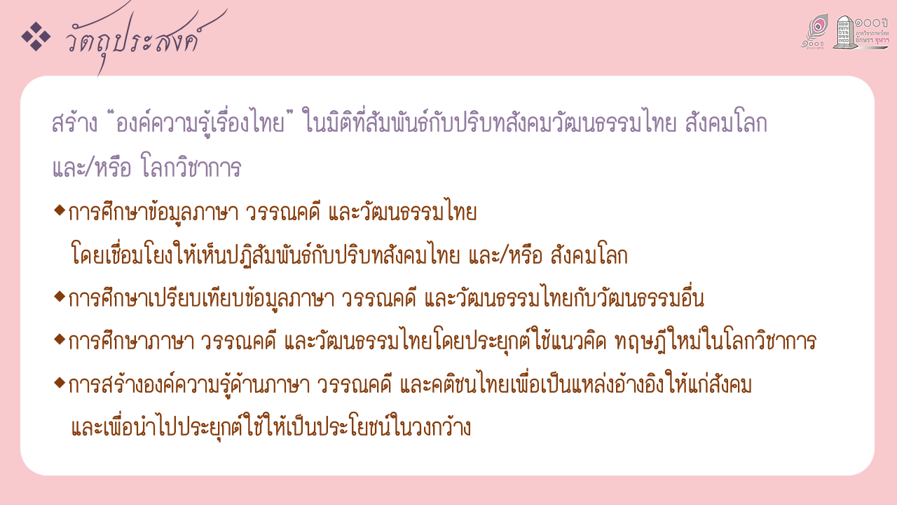 หน่วยปฏิบัติการวิจัย “ไทยวิทรรศน์” เพื่อการศึกษาภาษา วรรณคดี และคติชนไทย ภาควิชาภาษาไทย คณะอักษรศาสตร์ จุฬาลงกรณ์มหาวิทยาลัย 